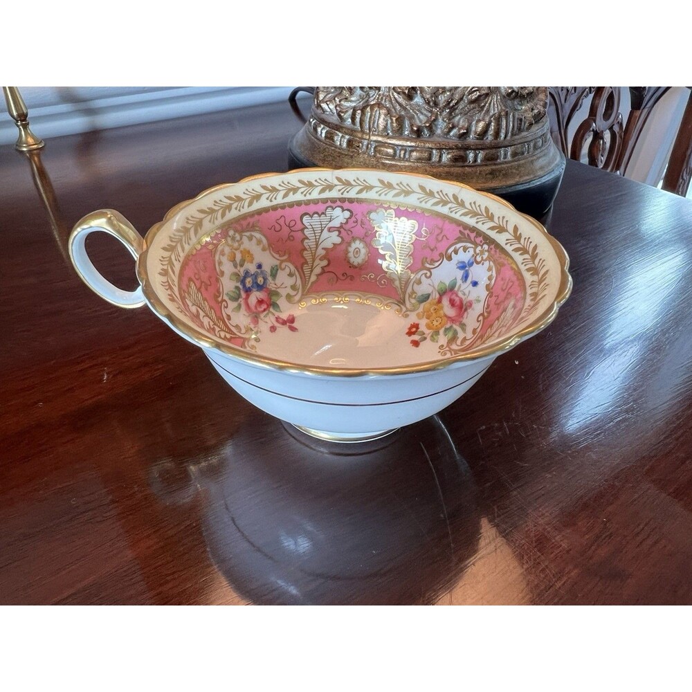 Cauldon China for Tiffany & Co NYC Antique Cup Only Pink and Gold Floral